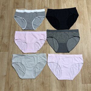 AUDEN UNDERWEAR SEAMLESS HIPSTERS 6 PACK MULTICOLOR SIZE S STRETCH COMFORT NEW